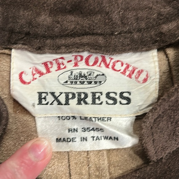 Vintage Cape Poncho Express suede cape poncho coat snap closure Free Size - Picture 15 of 16
